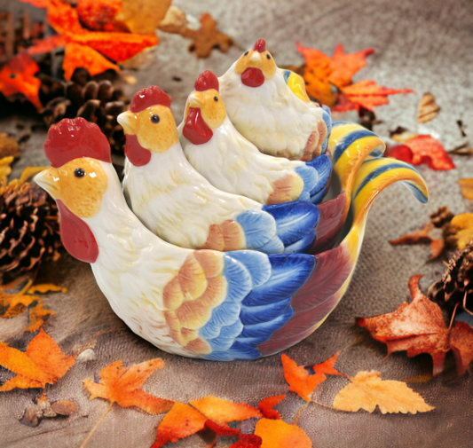Ceramic Rooster Measuring Cup Set Of 4, Home Décor, Gift for Her, Gift for Mom, Kitchen Décor, Farmhouse Décor, Fall Decor