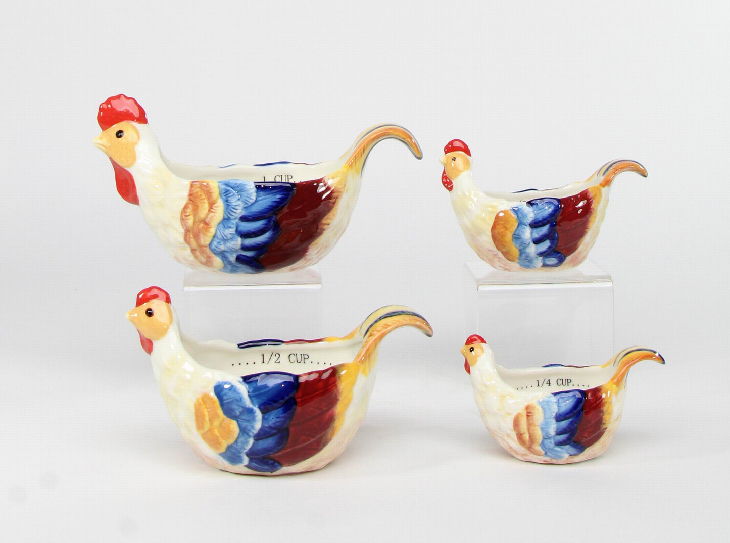 Ceramic Rooster Measuring Cup Set Of 4, Home Décor, Gift for Her, Gift for Mom, Kitchen Décor, Farmhouse Décor, Fall Decor