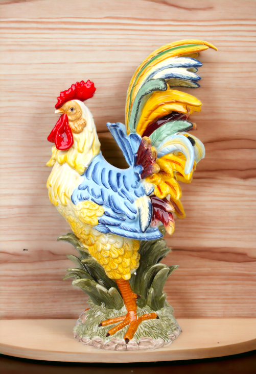 Ceramic Blue Rooster Figurine, Home Décor, Gift for Her, Gift for Mom, Kitchen Décor, Farmhouse Décor, Fall Decor