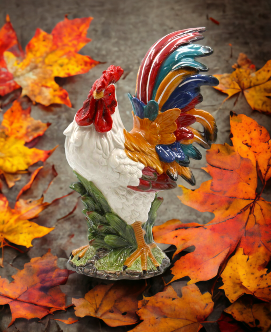 Ceramic Harvest White Rooster Figurine, Home Décor, Gift for Her, Gift for Mom, Kitchen Décor, Farmhouse Décor, Fall Decor