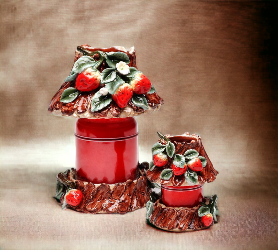 Ceramic Large Strawberry Candle Holder Shade and Base, Home Décor, Gift for Her, Gift for Mom, Kitchen Décor, Farmhouse Décor