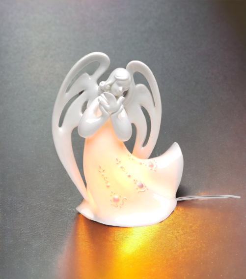 Ceramic Peaceful Angel with Dove Night Light, Home Décor, Religious Décor, Religious Gift, Church Décor, Baptism Gift