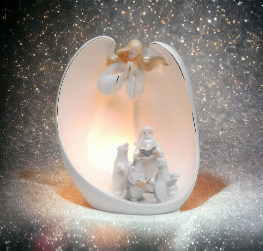 Ceramic Guardian Angel Christmas Carols Night Light, Home Décor, Gift for Her, Gift for Mom, Religious Décor, Christmas Décor