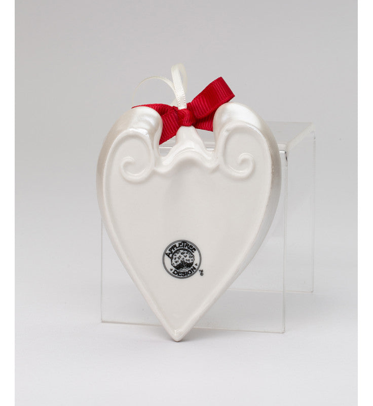 Ceramic Heart Shaped Angel Ornament - Love, Christmas Tree Decor, Religious Decor