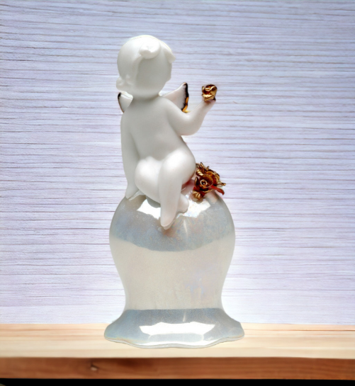 Ceramic Cherub Angel Bell, Home Décor, Religious Décor, Religious Gift, Church Décor, Baptism Gift