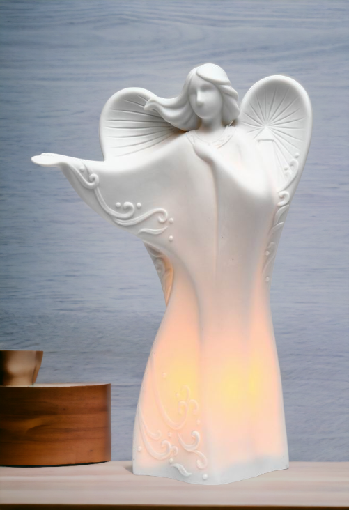 Ceramic Dancing Angel Night Light, Home Décor, Religious Décor, Religious Gift, Church Décor, Baptism Gift