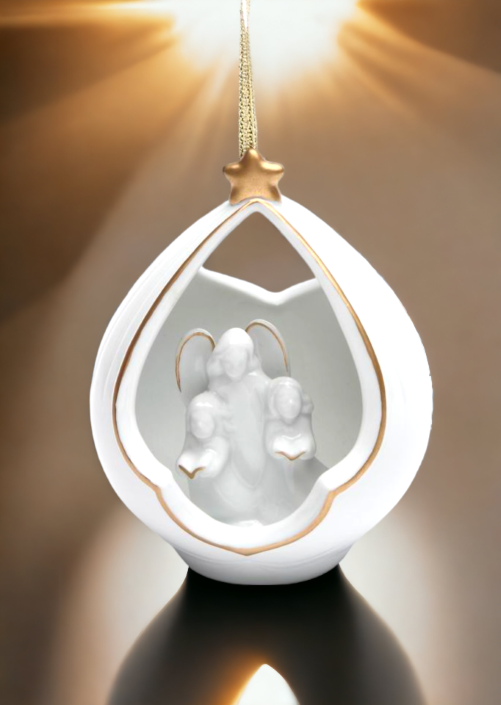 Ceramic Guardian Angel Ornament, Home Décor, Religious Décor, Religious Gift, Church Décor, Baptism Gift