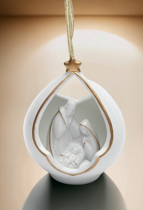 Ceramic Holy Family Nativity Ornament, Home Décor, Religious Décor, Religious Gift, Church Décor, Baptism Gift