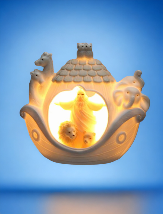 Ceramic Noah's Ark Plug-In Night Light, Home Décor, Religious Décor, Religious Gift, Church Décor, Baptism Gift, Nursery Room Decor