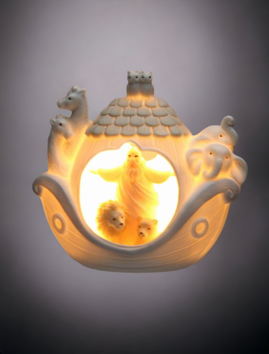 Ceramic Noah's Ark Plug-In Night Light, Home Décor, Religious Décor, Religious Gift, Church Décor, Baptism Gift, Nursery Room Decor