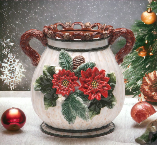 Ceramic Christmas Decor Poinsettia Bouquet Pot, Home Décor, Gift for Her, Gift for Mom, Kitchen Décor, Christmas Décor