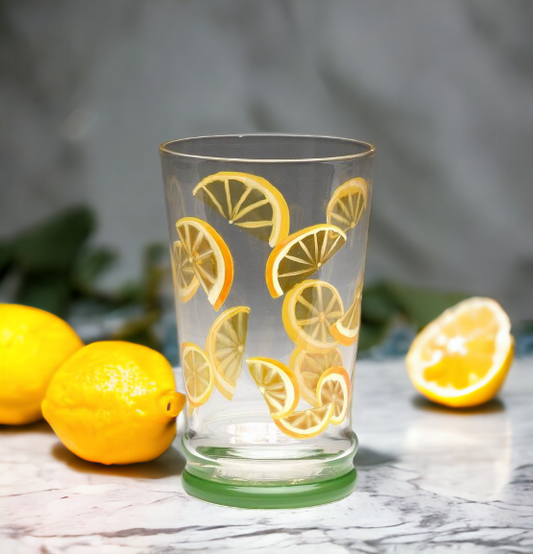 Hand painted glass lemonade cup, Home Décor, Gift for Her, Gift for Mom, Kitchen Décor