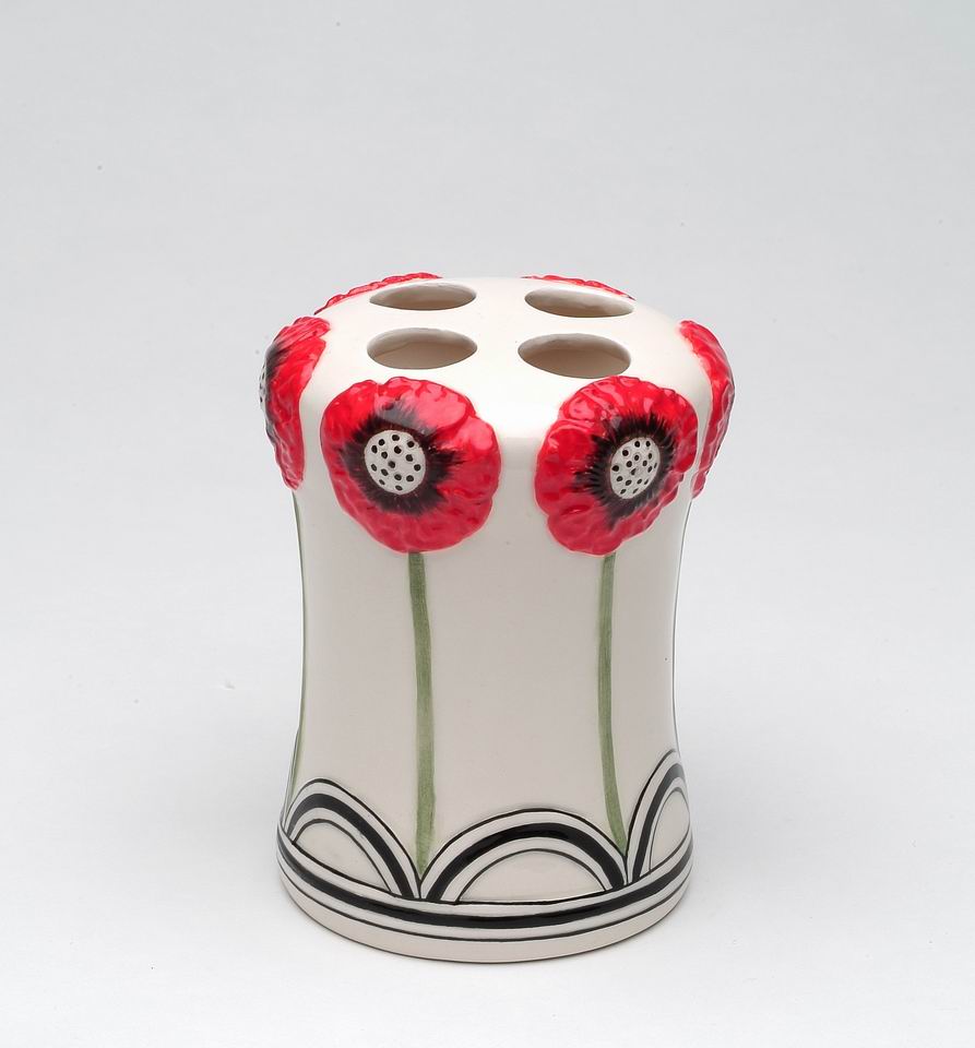 Ceramic Wild Poppy Flower Toothbrush Holder, Home Décor, Gift for Her, Gift for Mom, Vanity Decor