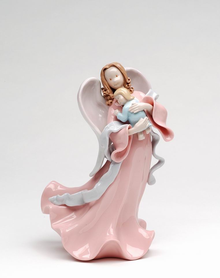 Ceramic Angel Holding Baby Figurine, Religious Décor, Religious Gift, Church Décor, Church Gift, Baptism Gift