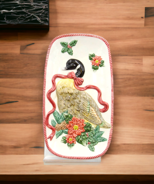 Ceramic Christmas Goose Spoon Rest, Home Décor, Gift for Her, Gift for Mom, Farmhouse Kitchen Décor, Christmas Décor