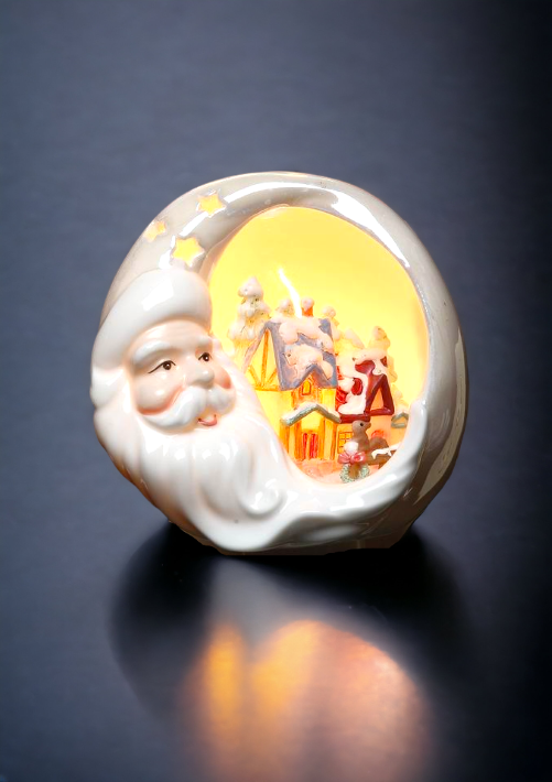 Ceramic Santa Plug-In Night Light With House Scene, Home Décor, Gift for Her, Gift for Mom, Kitchen Décor, Christmas Décor