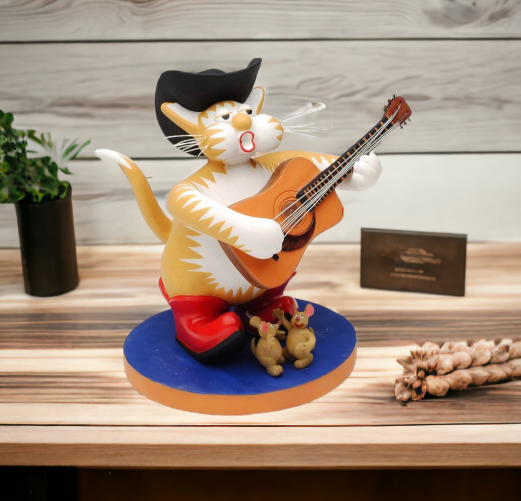 Country Singer Cat Figurine, Home Décor, Gift for Her, Gift for Mom, Kitchen Décor, Cat Lovers Gift, Pet Loss Gift