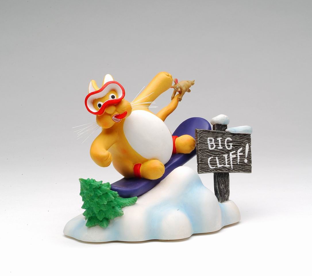 Snowboarding Cat Figurine, Home Décor, Gift for Kid, Kids' Room Decor, Cat Lovers Gift, Pet Loss Gift