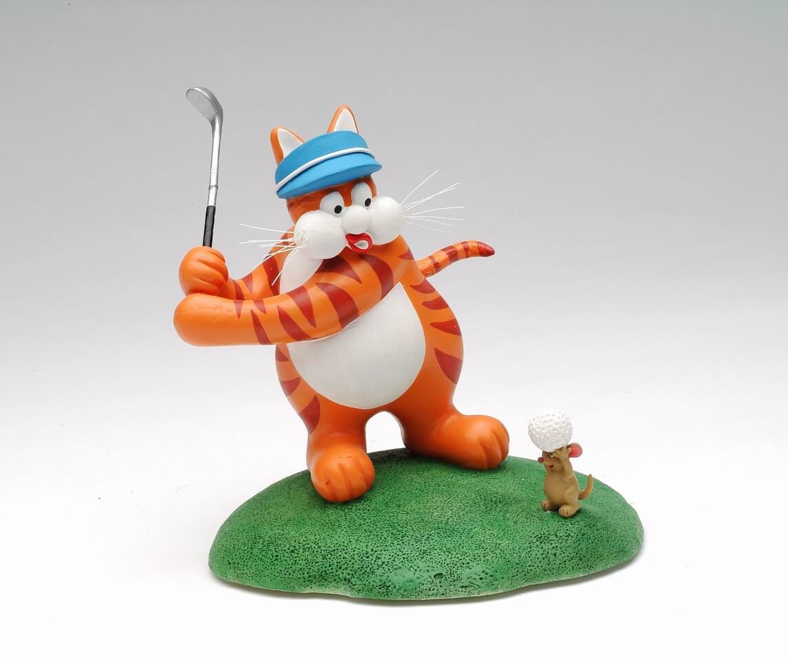 Cat and Mouse Playing Golf Figurine, Gift for Him, Cat Lover Gift, Golfer Gift, Golf Decor