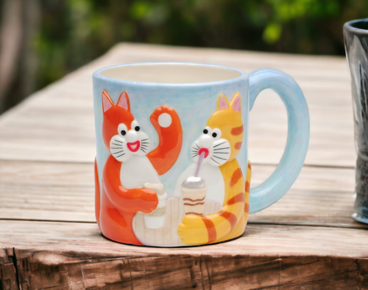 Ceramic Chatty Cats Mug, Home Decor, Gift for Cat Lover, Cat Lady, Cat Mom Gift