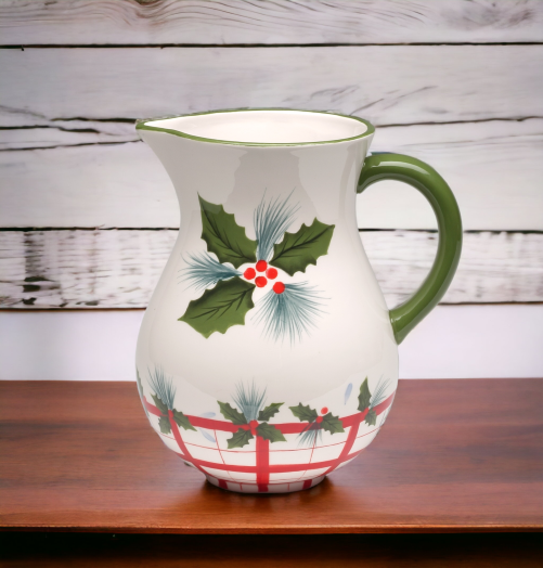 Ceramic Christmas Theme Drink Pitcher, Home Décor, Gift for Her, Gift for Mom, Kitchen Décor, Christmas Décor