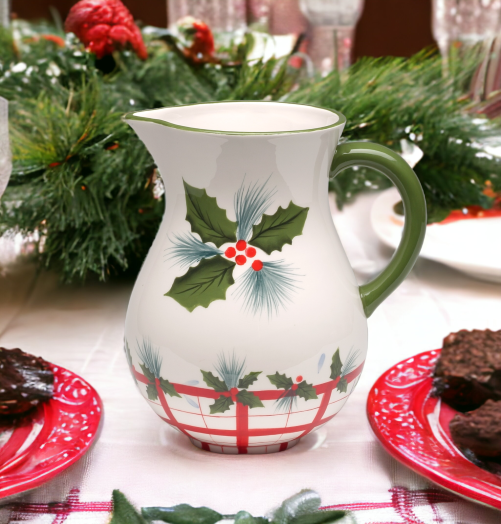 Ceramic Christmas Theme Drink Pitcher, Home Décor, Gift for Her, Gift for Mom, Kitchen Décor, Christmas Décor