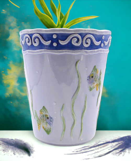 Ceramic Fish Theme Plant Pot, Home Décor, Gift for Her, Gift for Mom, Kitchen Décor