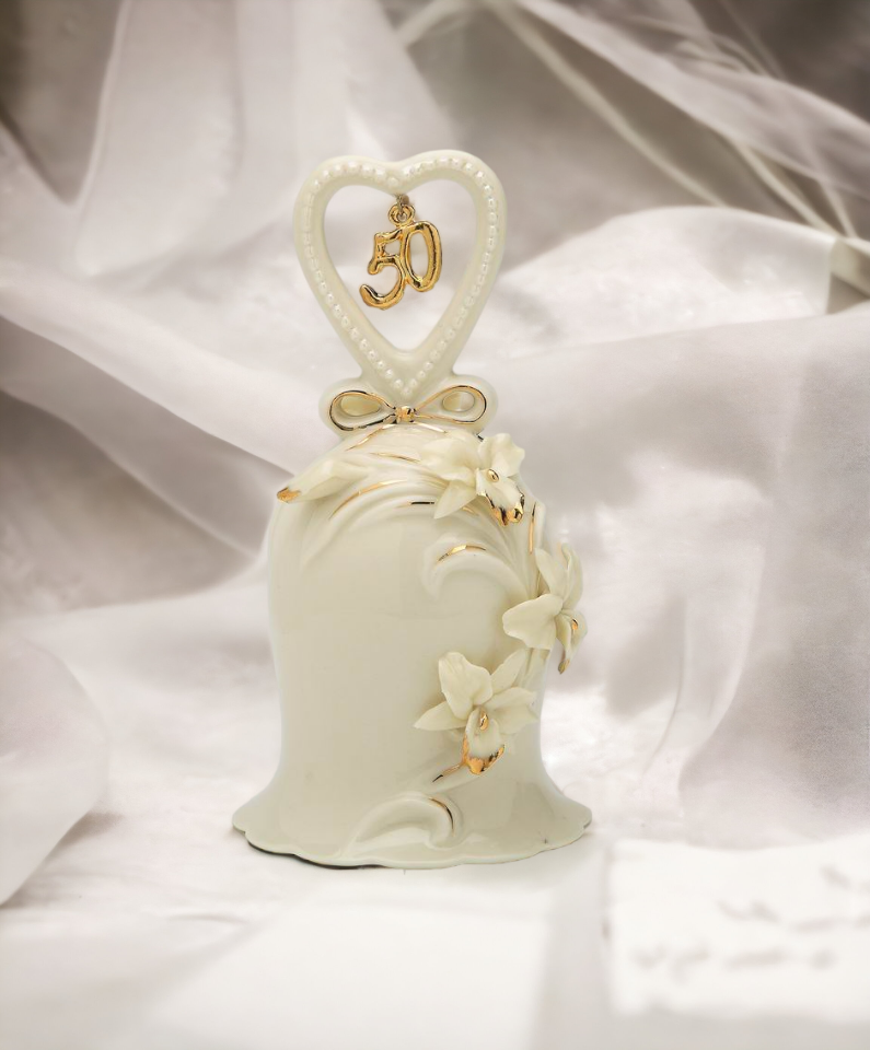 Hand Crafted Ceramic Ivory Orchid Flower Bell 50th Anniversary, Anniversary Décor, Anniversary Gift