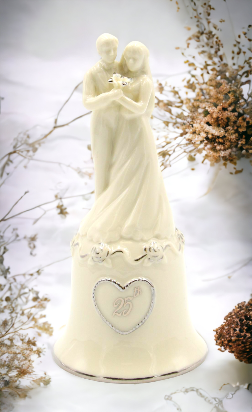 Ceramic 25th Anniversary Wedding Couple Bell, Wedding Décor or Gift, Anniversary Décor or Gift, Home Décor, Vanity Decor