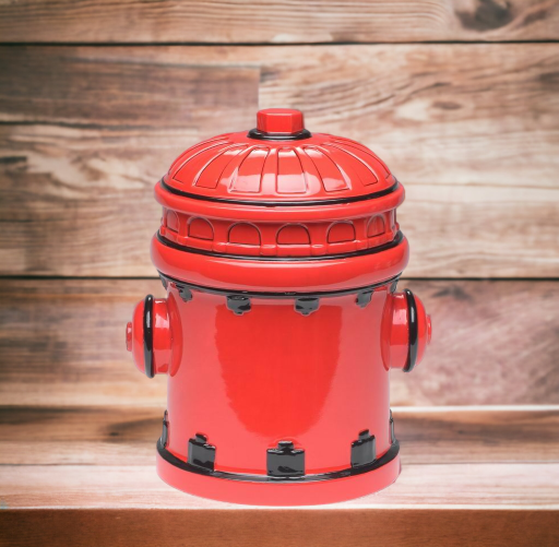 Ceramic Red Fire Hydrant Cookie Jar, Gift for Fire Fighter, Fire Station Decor, Home Decor, Gift for Him, Gift for Her