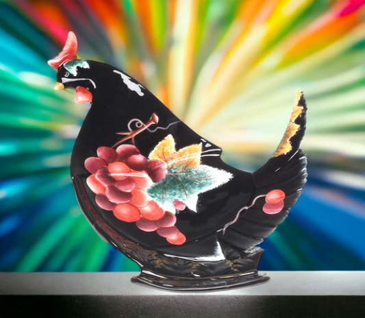 Ceramic Black Chicken Plate, Home Décor, Gift for Her, Gift for Mom, Kitchen Décor, Farmhouse Décor, Nature Lover Gift, Vintage Decor