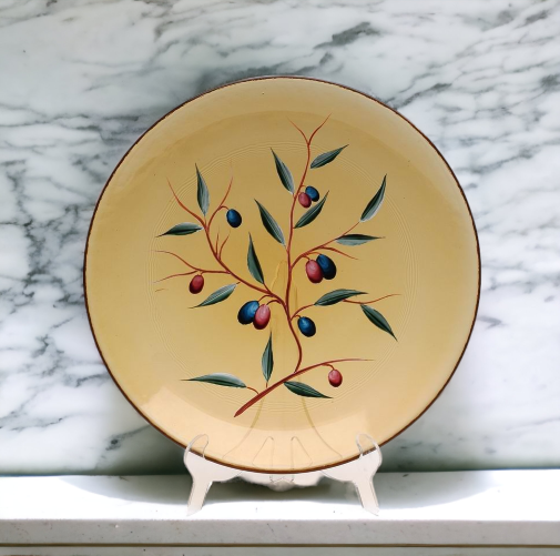 Glass Plate with Hand Painted Olives, Home Décor, Gift for Her, Gift for Mom, Kitchen Décor