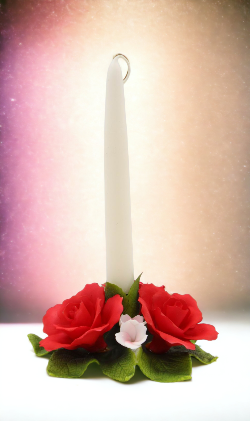 Ceramic Red Rose Flower Candle Holder, Wedding Décor or Gift, Anniversary Décor or Gift, Home Décor