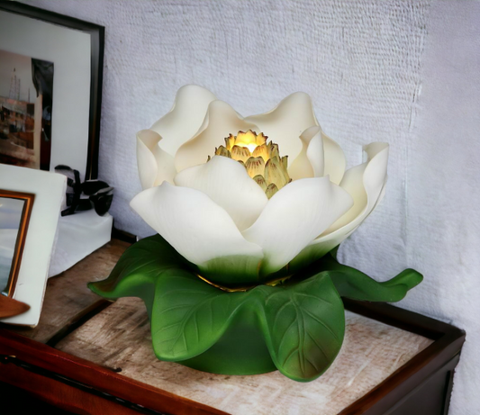Ceramic Magnolia Flower Nightlight, Home Décor, Gift for Her, Gift for Mom, Bedroom Décor