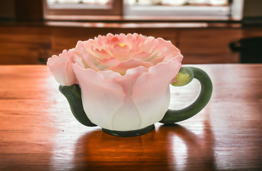 Ceramic Mini Peony Flower Teapot Figurine, Gift for Her, Gift for Mom, Kitchen Décor, Tea Party Décor, Café Décor, Spring Kitchen Decor