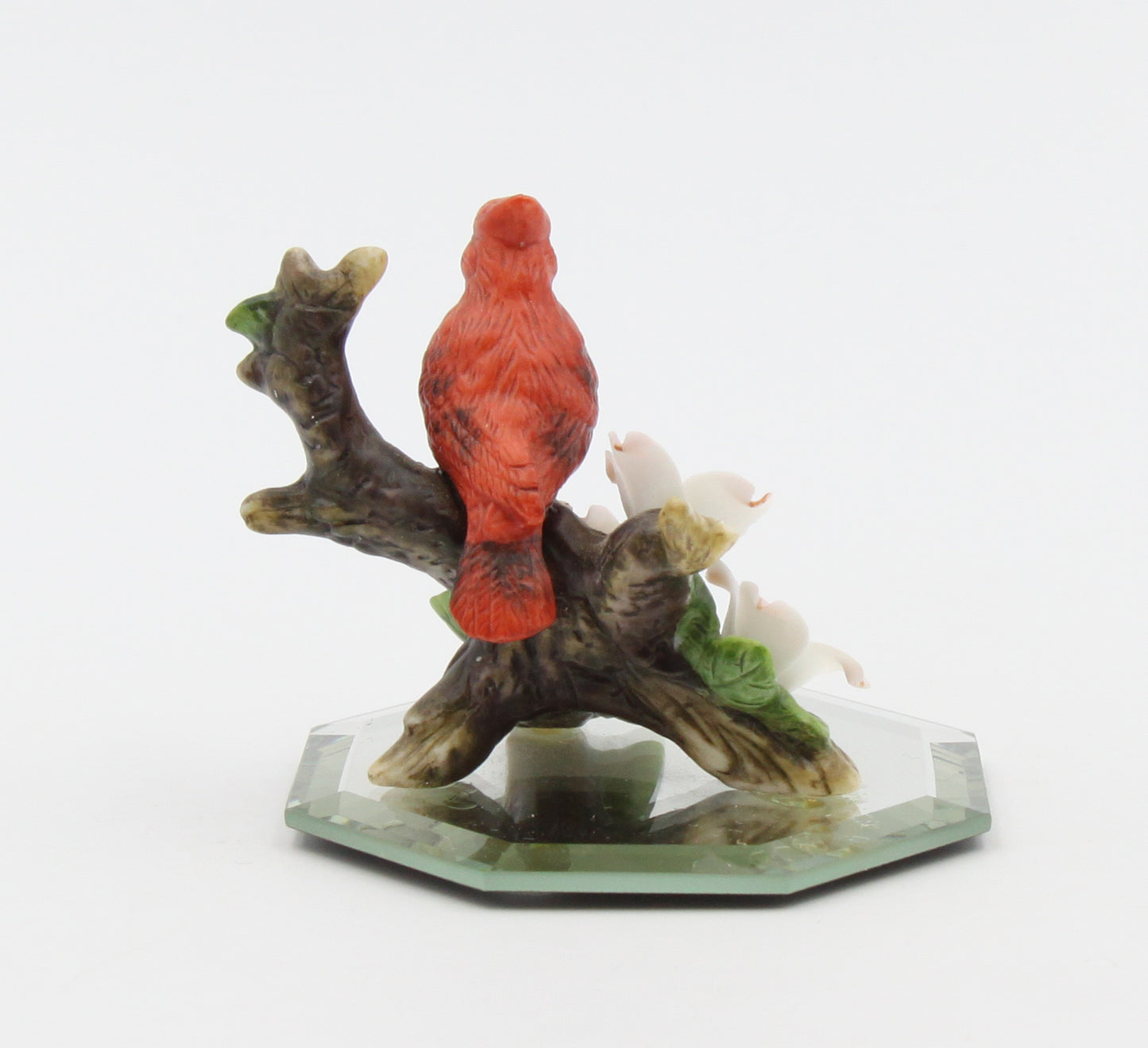 Ceramic Mini Cardinal Bird on Glass Base Figurine, Birdwatcher Gift, Gift for Her, Gift for Mom, Home Decor