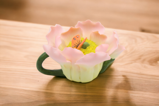 Mini Ceramic Wild Rose with Butterfly Teapot Figurine, Gift for Her, Gift for Mom, Kitchen Décor, Tea Party Décor, Café Décor, Kitchen Decor