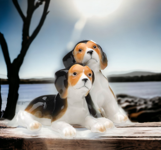 Ceramic Beagle Dogs Figurine, Home Décor, Gift for Her, Gift for Mom, Kitchen Décor, Dog Lover Gift, Pet Loss Gift