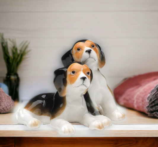 Ceramic Beagle Dogs Figurine, Home Décor, Gift for Her, Gift for Mom, Kitchen Décor, Dog Lover Gift, Pet Loss Gift