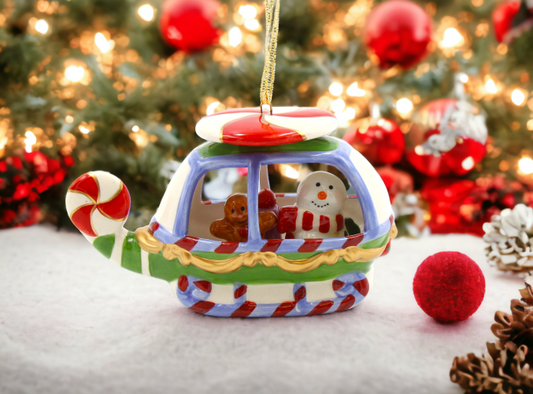 Ceramic Christmas Snowman Helicopter Ornament, Home Décor, Gift for Her, Gift for Mom, Kitchen Décor, Christmas Décor