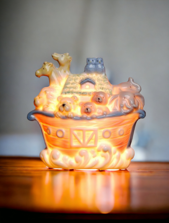 Ceramic Noah's Ark Plug-In Night Light, Home Décor, Religious Décor, Religious Gift, Church Décor, Baptism Gift, Nursery Room Decor