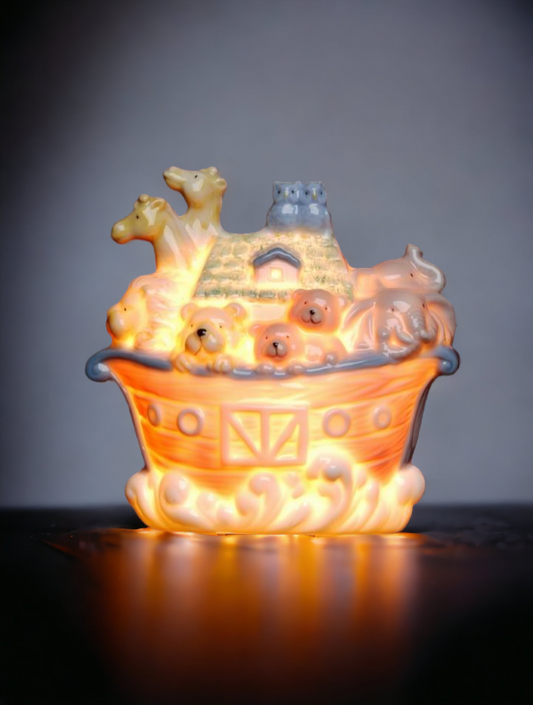 Ceramic Noah's Ark Plug-In Night Light, Home Décor, Religious Décor, Religious Gift, Church Décor, Baptism Gift, Nursery Room Decor
