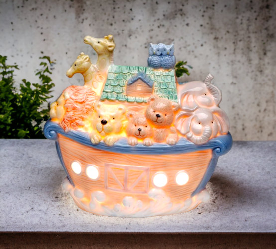 Ceramic Noah's Ark Night Light, Christmas Décor, Religious Décor, Religious Gift, Church Décor, Baptism Gift, Easter Décor