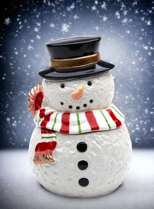Ceramic Christmas Snowman Candy Box, Home Décor, Gift for Her, Gift for Mom, Kitchen Décor, Christmas Décor