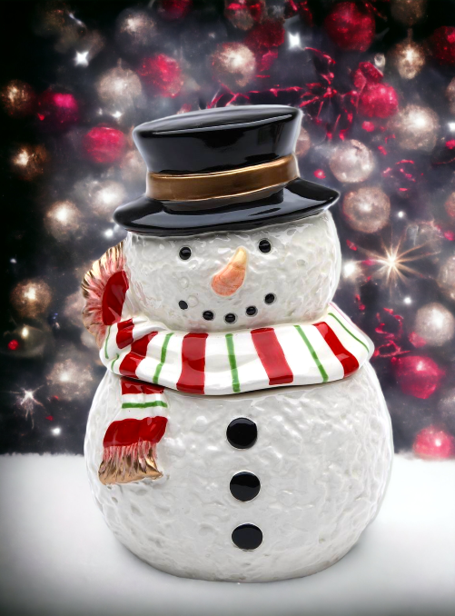 Ceramic Christmas Snowman Candy Box, Home Décor, Gift for Her, Gift for Mom, Kitchen Décor, Christmas Décor