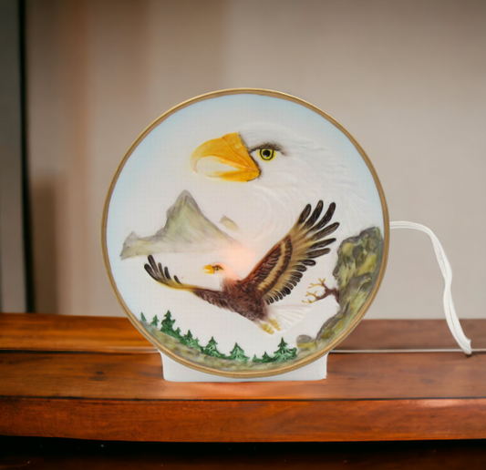 Hand Painted Ceramic Bald Eagle Nightlight, Home Décor, Patriot Gift, Gift for Mom, Dad, Independence Day Décor, July 4th