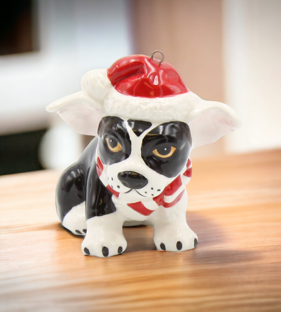 Ceramic  Boston Terrier Christmas Ornament, Home Décor, Gift for Her, Gift for Mom, Kitchen Décor, Dog Lover Gift, Pet Loss Gift