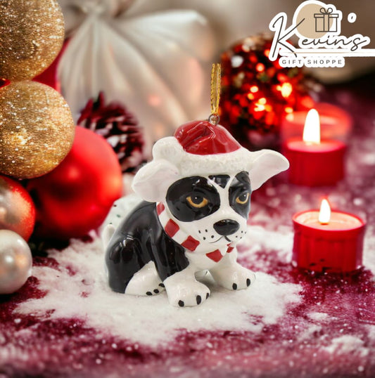 Ceramic  Boston Terrier Christmas Ornament, Home Décor, Gift for Her, Gift for Mom, Kitchen Décor, Dog Lover Gift, Pet Loss Gift