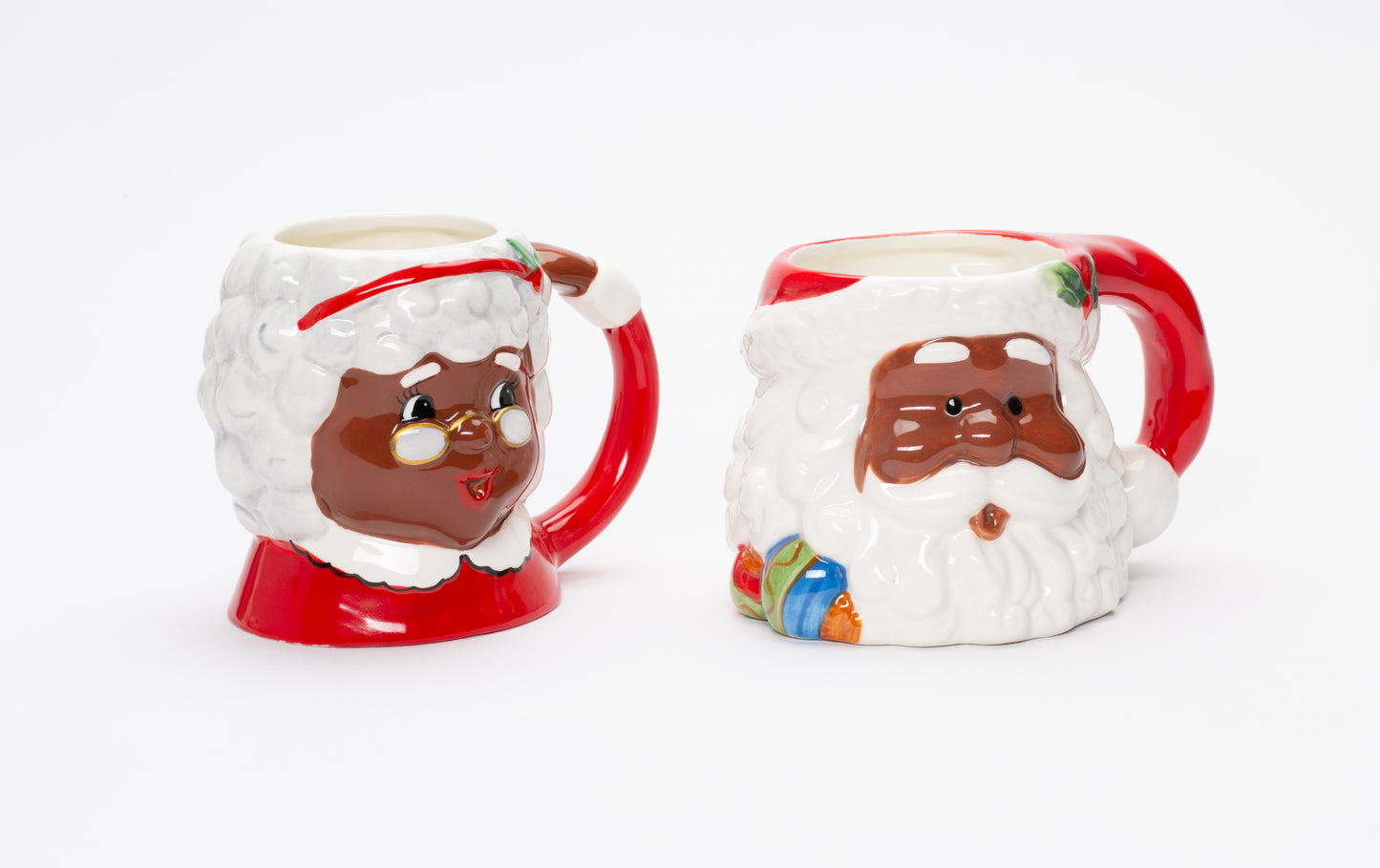 Ceramic African American Santa Claus and Mrs. Claus Mug Pair, Home Décor, Gift for Her, Gift for Mom, Kitchen Décor, Christmas Décor