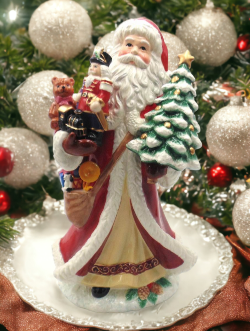 Ceramic Santa Holding Toys Statue, Home Décor, Gift for Her, Gift for Mom, Kitchen Décor, Christmas Décor